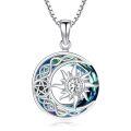 TOUPOP Sterling Silver Blue Crystal Sun Moon Necklace-0-0