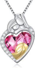 wholesale TOUPOP Mother Necklaces 925 Sterling Silver Pendant Family Necklace With Heart Crystal Jewelry For Women Momfriends Mother Birthday -0-0