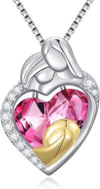 wholesale TOUPOP Mother Necklaces 925 Sterling Silver Pendant Family Necklace With Heart Crystal Jewelry For Women Momfriends Mother Birthday -undefined