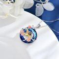 wholesale 925 Sterling Silver Blue Crystal Rose and Honeybee Pendant Necklace-0-4