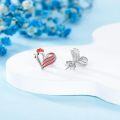 wholesale 925 Sterling Silver Heart-Shaped Rooster Stud Earrings - Cute Gift for Women and Teen Girls-0-3