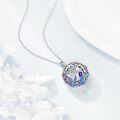 wholesale 925 Sterling Silver Mermaid Rainbow Crystal Pendant Necklace-0-4