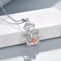 wholesale 925 Sterling Silver White Gold Plated Anchor & Rose Flower Necklace for Women-0-2