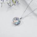 wholesale 925 Sterling Silver Cat on the Moon Pendant Necklace with Blue Circle Crystal for Women-0-2