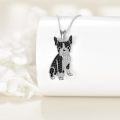 wholesale 925 Sterling Silver Black and White Cubic Zirconia Dog Pendant Necklace for Women-0-1