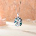 wholesale 925 Sterling Silver Tree of Life with Cat and Bird Pendant Necklace for Women-0-1