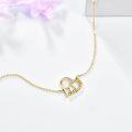 wholesale 925 Sterling Silver Plated Gold Heart-Shaped Giraffe Charm Bracelet with Cubic Zirconia - Adjustable Length (9-8)-0-1