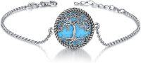 wholesale 925 Sterling Silver & Created Turquoise Tree of Life Bracelet for Good Luck, Health, Growth, Strength - 0.66-0.85, 7-9 Chain, Hypoallergenic Gift for Women-turquoise tree