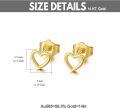 wholesale Gold 14k Tiny Hollow Heart Studs with Screwback for Women - Minimalist Jewelry-0-4