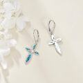 wholesale 925 Sterling Silver Turquoise Dragonfly Shape Dangle Drop Earrings for Women-0-3