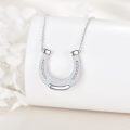 wholesale 925 Sterling Silver White Fire Opal Lucky Horseshoe Pendant Necklace for Women Horse Lovers  43cm Chain Length-0-3