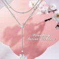 wholesale 925 Sterling Silver CZ Pear Shape Beaded Double Chain Y-Necklace Christmas Gift for Her-0-4