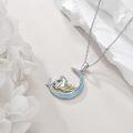 wholesale 925 Sterling Silver Opal Moon Pendant Necklace w/ Rabbit & Star Charm for Women's Gifts-0-4