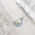 wholesale 925 Sterling Silver Opal Moon Pendant Necklace w/ Rabbit & Star Charm for Women's Gifts-0-4