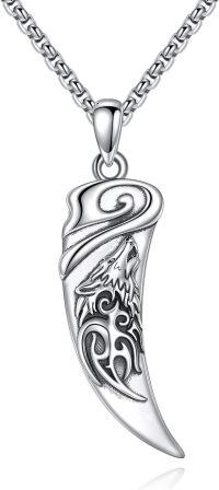 wholesale 925 Sterling Silver Nordic Wolf Claw Necklace Viking Animal Totem Pendants for Men & Women-Wolf Tooth