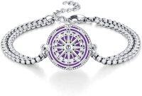 wholesale Sterling Silver Nautical Compass Bracelet for Women Adjustable Inspirational Gift-Purple