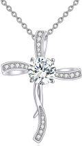 wholesale 18K Gold Plated S925 Sterling Silver Moissanite & Zircon Cross Pendant Necklace-0-0