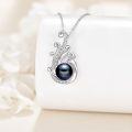wholesale 925 Sterling Silver Black Pearl Phoenix Pendant Necklace for Women with Cubic Zirconia Accents and Chain 45cm Length-0-2