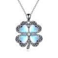 wholesale 925 Sterling Silver Four Leaf Clover Moonstone Celtic Knot Pendant Necklace For Women-0-0