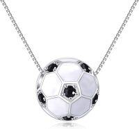 wholesale 925 Sterling Silver Metal Stone Soccer Football Necklace Lucky Charm Pendant Sports s for Women-Soccer necklace