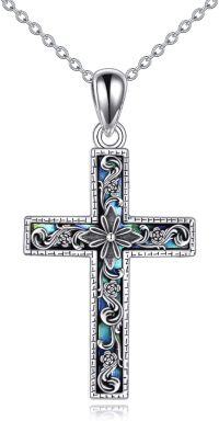 wholesale 925 Sterling Silver Cross Necklace with Sunflower Rose Flower Infinity Love Celtic Knot Pendant for Women-Multi-Cross Necklace with Flower