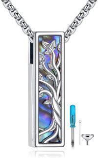 wholesale 925 Sterling Silver Tree of Life Abalone Shell Keepsake Jewelry Urn Necklace for Ashes Memorial Gifts 24 Chain Included-Tree of Life