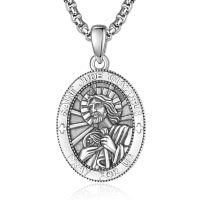 wholesale 925 Sterling Silver Patron Saint Medal Amulet Necklace for Men 2 5mm 22 +2 Chain-A27-Saint Jude