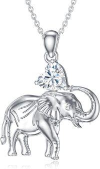 wholesale  Silver Gemstone Elephant Pendant Necklace for Women ( chars)-April