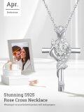 wholesale Sterling Silver Rose Cross Pendant Necklace for Women-0-89