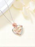 wholesale 925 Sterling Silver Heart Pendant With Rose And Mom Engraving-0-4