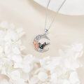 wholesale 925 Sterling Silver Crescent Moon Black Cat Butterfly Flower Charm Necklace for Women Girls Gifts CUTE ANIMAL JEWELRY 48 Chain Length-0-4