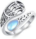 wholesale Sterling Silver Mushroom Ring Adjustable Vintage Nature Jewelry for Women-0-0