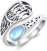 wholesale Sterling Silver Mushroom Ring Adjustable Vintage Nature Jewelry for Women-Spoon