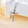 TOUPOP Sterling Silver Crucifix Necklace with Stones, Christian Jewelry Gift-0-2
