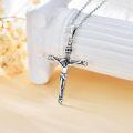 TOUPOP Sterling Silver Crucifix Necklace with Stones, Christian Jewelry Gift-0-2