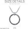 wholesale 925 Sterling Silver Circle Pendant Necklace with Hammered Texture and Chain for Women Men  45cm Length-0-1
