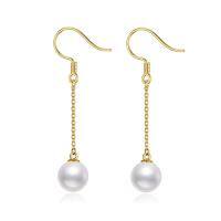 wholesale 14K Gold Freshwater Pearl Drop Dangle Hook Earrings for Women-1.4 Inch