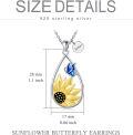 wholesale 925 Sterling Silver Blue Butterfly & Yellow Flower Teardrop Pendant Necklaces for Women-0-2