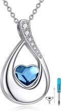 wholesale 925 Sterling Silver Teardrop Urn Pendant Necklace for Human & Pet Ashes - Engraved Forever in My Heart - 18 Chain - Gift for Wife, Mom, Friend-0-0