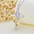 wholesale 925 Sterling Silver Bee and Cross Pendant Necklace for Women - Forever in My Heart Religious s-0-3