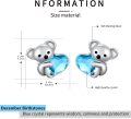 wholesale 925 Sterling Silver Koala Bear Heart Crystal Stud Earrings - Hypoallergenic Gift for Women-0-5
