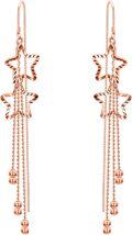 wholesale Rose Gold 925 Sterling Silver Star Drop Threader Earrings with Beaded Chains for Women and Teenagers - Hypoallergenic Jewelry-0-0