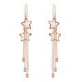 wholesale Rose Gold 925 Sterling Silver Star Drop Threader Earrings with Beaded Chains for Women and Teenagers - Hypoallergenic Jewelry-0-0