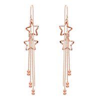 wholesale Rose Gold 925 Sterling Silver Star Drop Threader Earrings with Beaded Chains for Women and Teenagers - Hypoallergenic Jewelry-Lucky Star Rose Gold