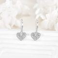 wholesale 925 Sterling Silver Floral Heart Drop Earrings for Women Girls -0-3