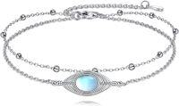 wholesale 925 Sterling Silver Evil Eye Moonstone Adjustable Charm Bracelet for Women Gift Ideas-Moonstone