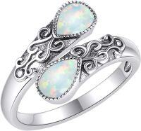 wholesale 925 Sterling Silver Open Adjustable Band Ring for Women Jewelry Gifts-Opal