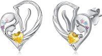 wholesale 925 Sterling Silver Horse Birthstone Stud Earrings for Women-11-Nov-Lab Created Citrine