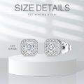 wholesale 925 Sterling Silver Platinum Asscher Cut Halo Stud Earrings with Moissanites and Cubic Zirconia (D Color VVS Clarity)-0-3