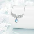 wholesale 925 Sterling Silver Teardrop Moonstone Angel Wings Pendant Necklace-0-2